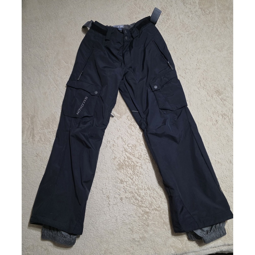 Salomon Mens Ski Snowboard Pants Medium Black Waterproof Cargo Insulated 98309